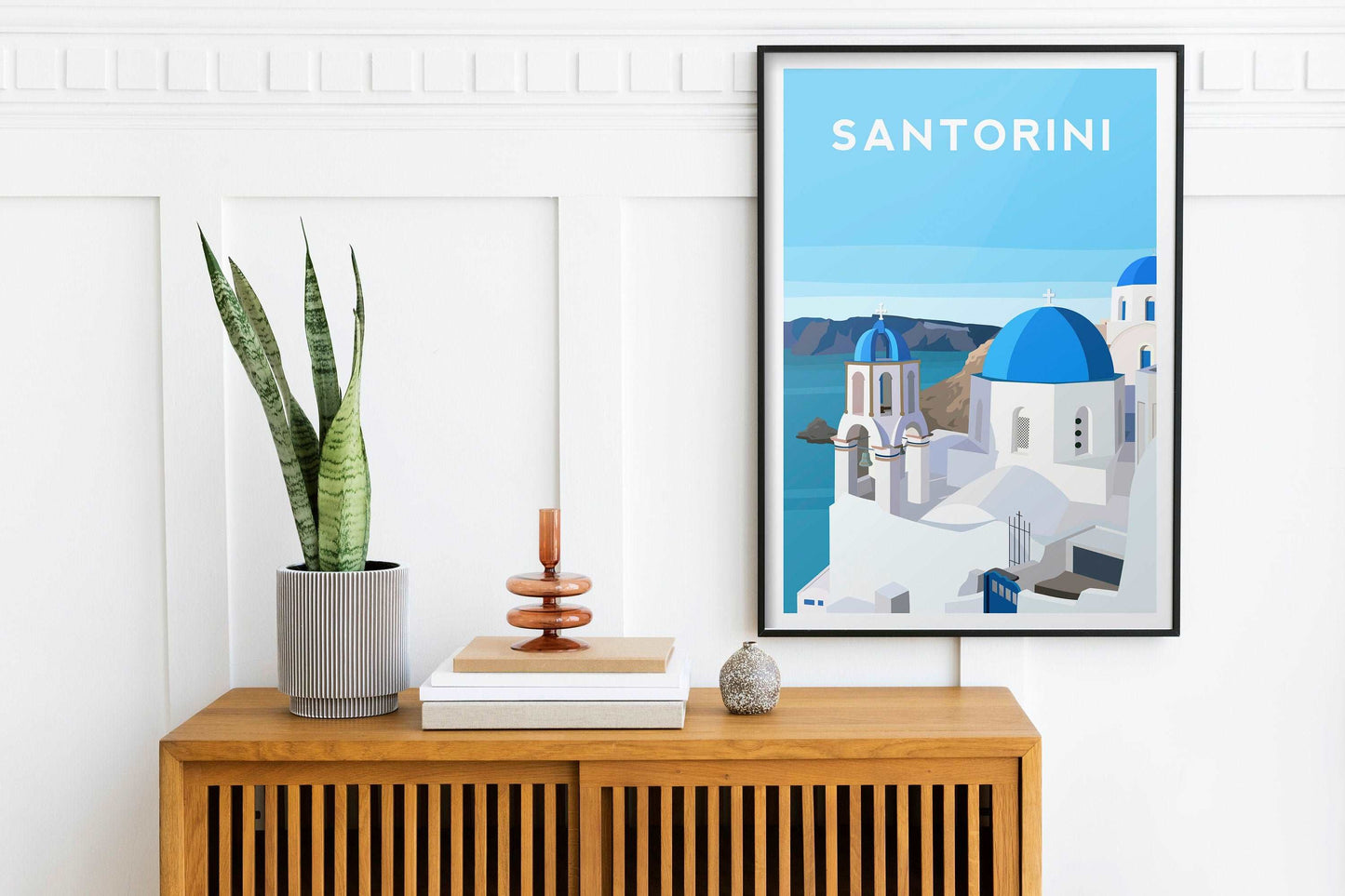 Santorini Greece Print, Oia Village Travel Wall Art Typelab