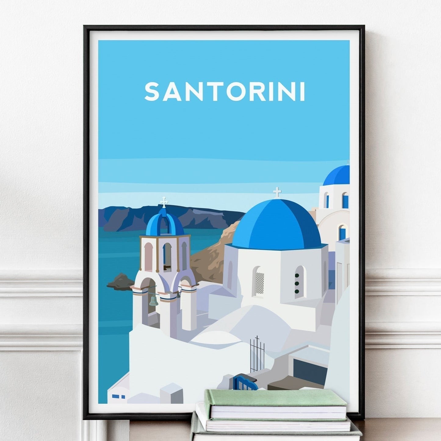 Santorini Greece Print, Oia Village Travel Wall Art Typelab