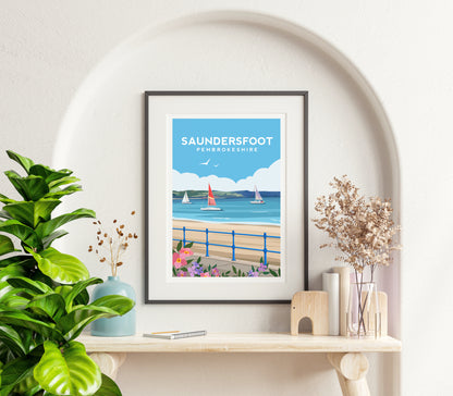 Saundersfoot Wales Print | Pembrokeshire Beach Travel Wall Art
