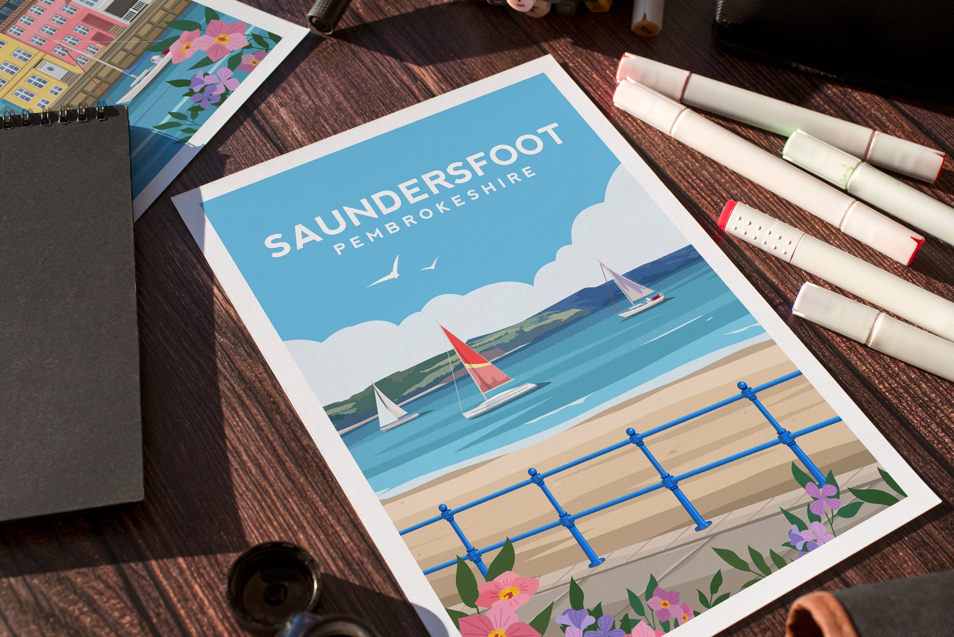 Saundersfoot Wales Print | Pembrokeshire Beach Travel Wall Art