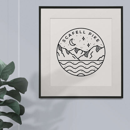 Scafell Pike Print, England Circle Emblem Print Typelab