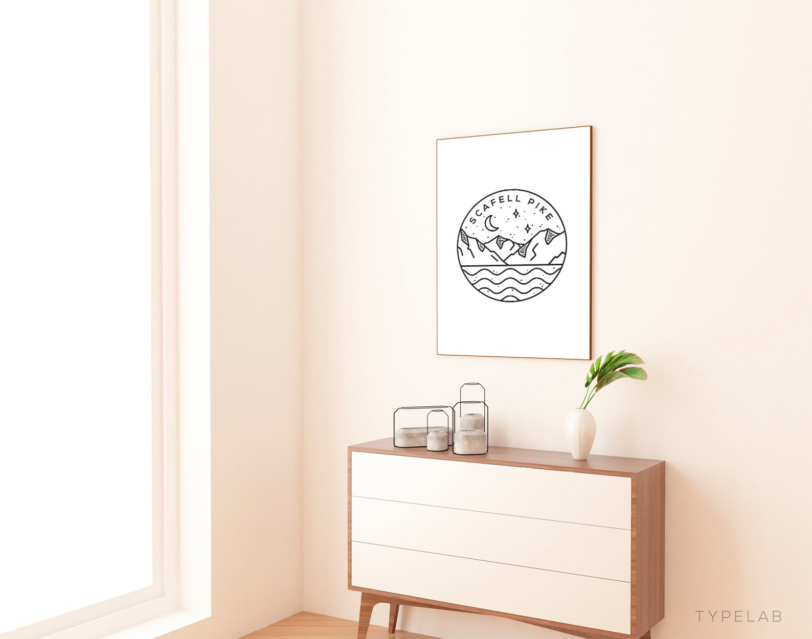 Scafell Pike Print, England Circle Emblem Print Typelab