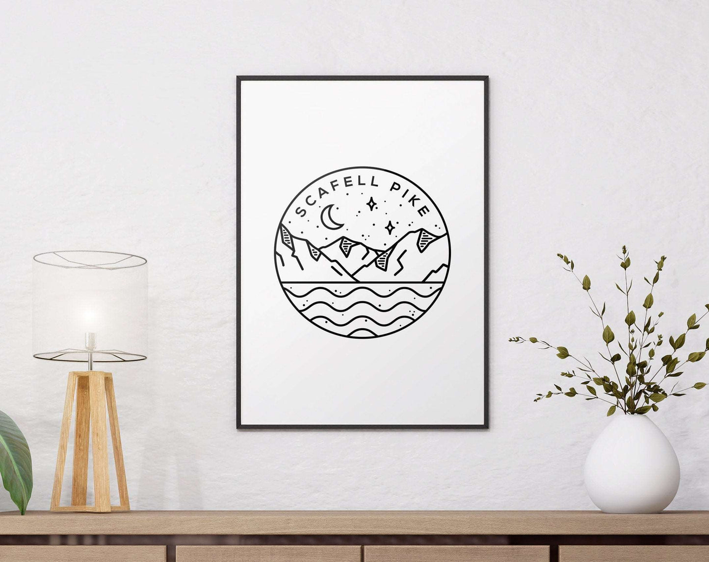 Scafell Pike Print, England Circle Emblem Print Typelab