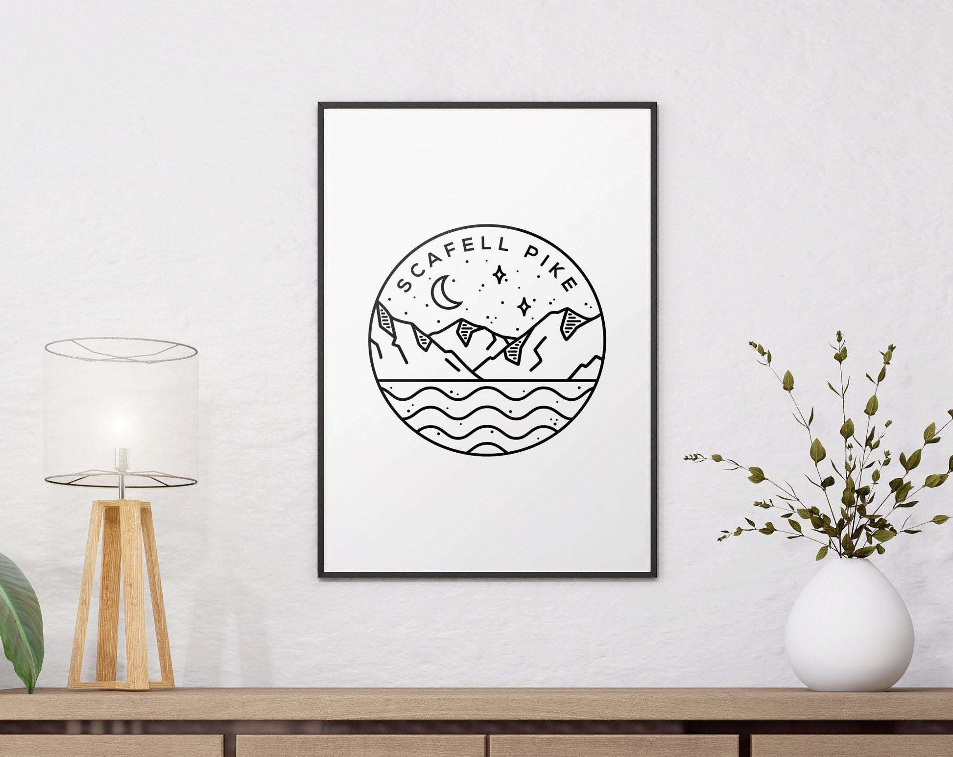 Scafell Pike Print, England Circle Emblem Print Typelab