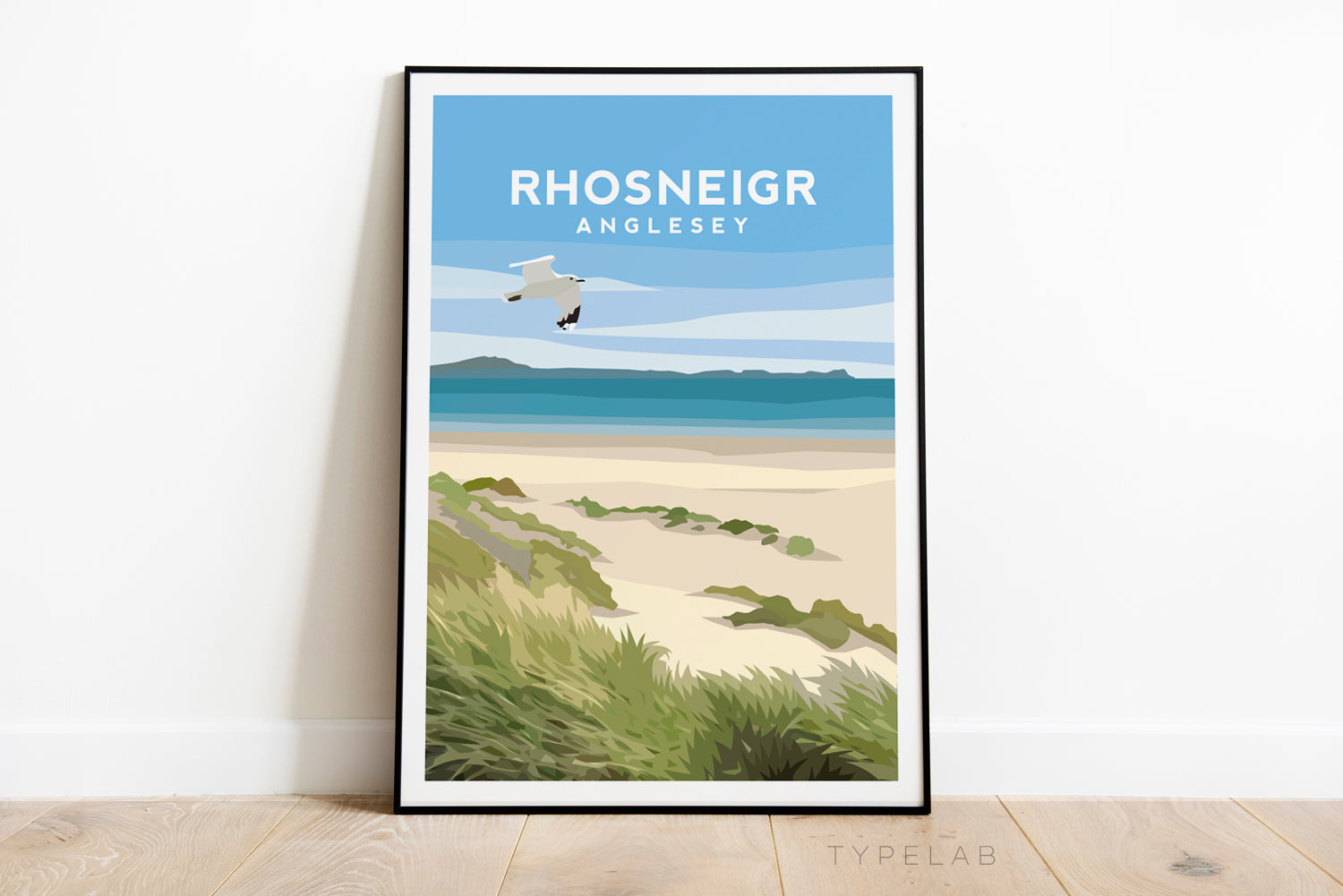 Set of 3 Anglesey Travel Prints - Rhosneigr, Menai Bridge, Aberffraw Typelab