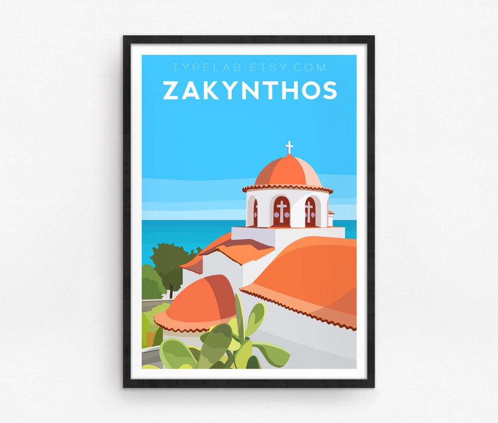 Set of 3 Greece Travel Prints - Santorini, Crete and Zakynthos Typelab