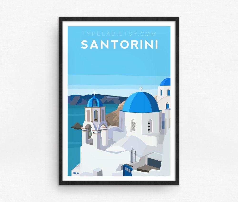 Set of 3 Greece Travel Prints - Santorini, Crete and Zakynthos Typelab