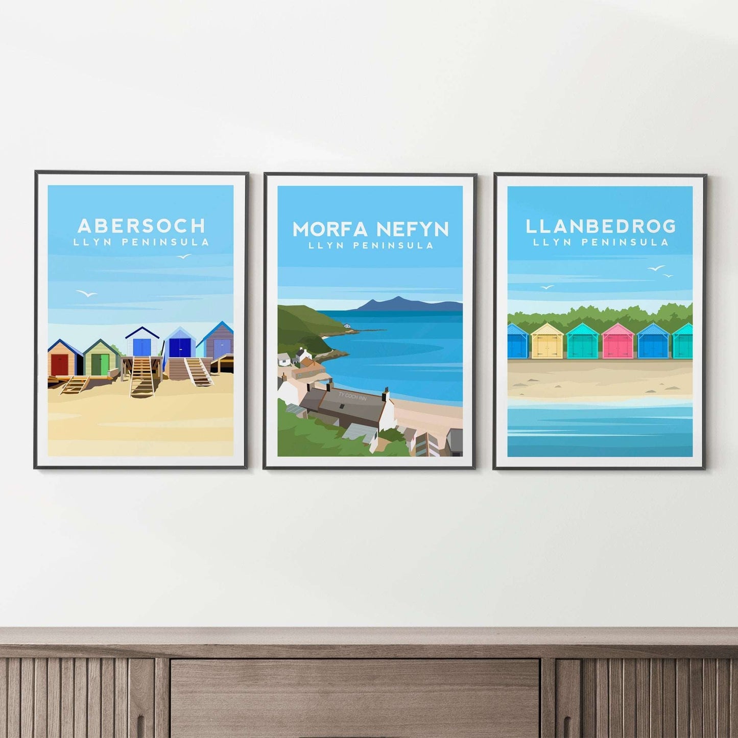 Set of 3 Llyn Peninsula, Wales Travel Prints Typelab