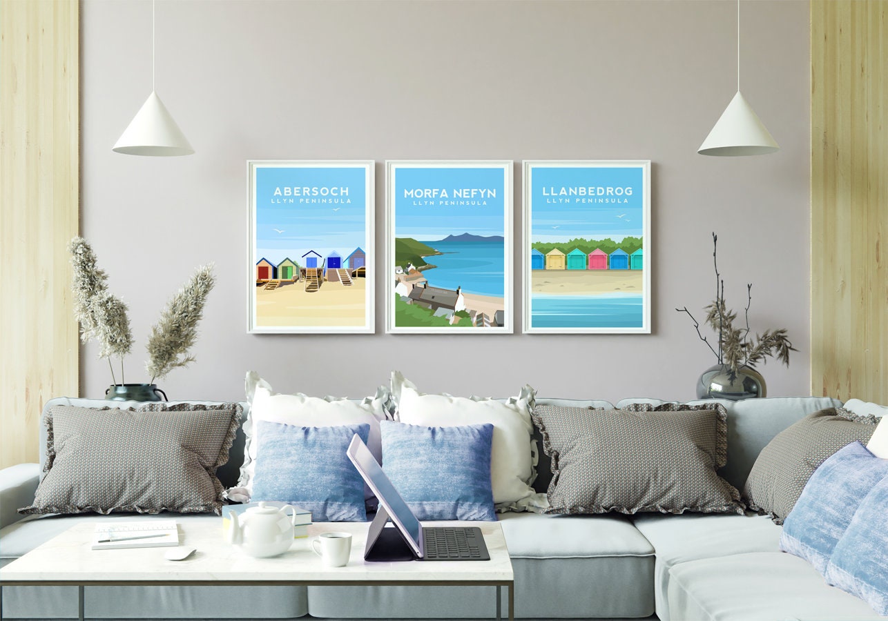 Set of 3 Llyn Peninsula, Wales Travel Prints Typelab