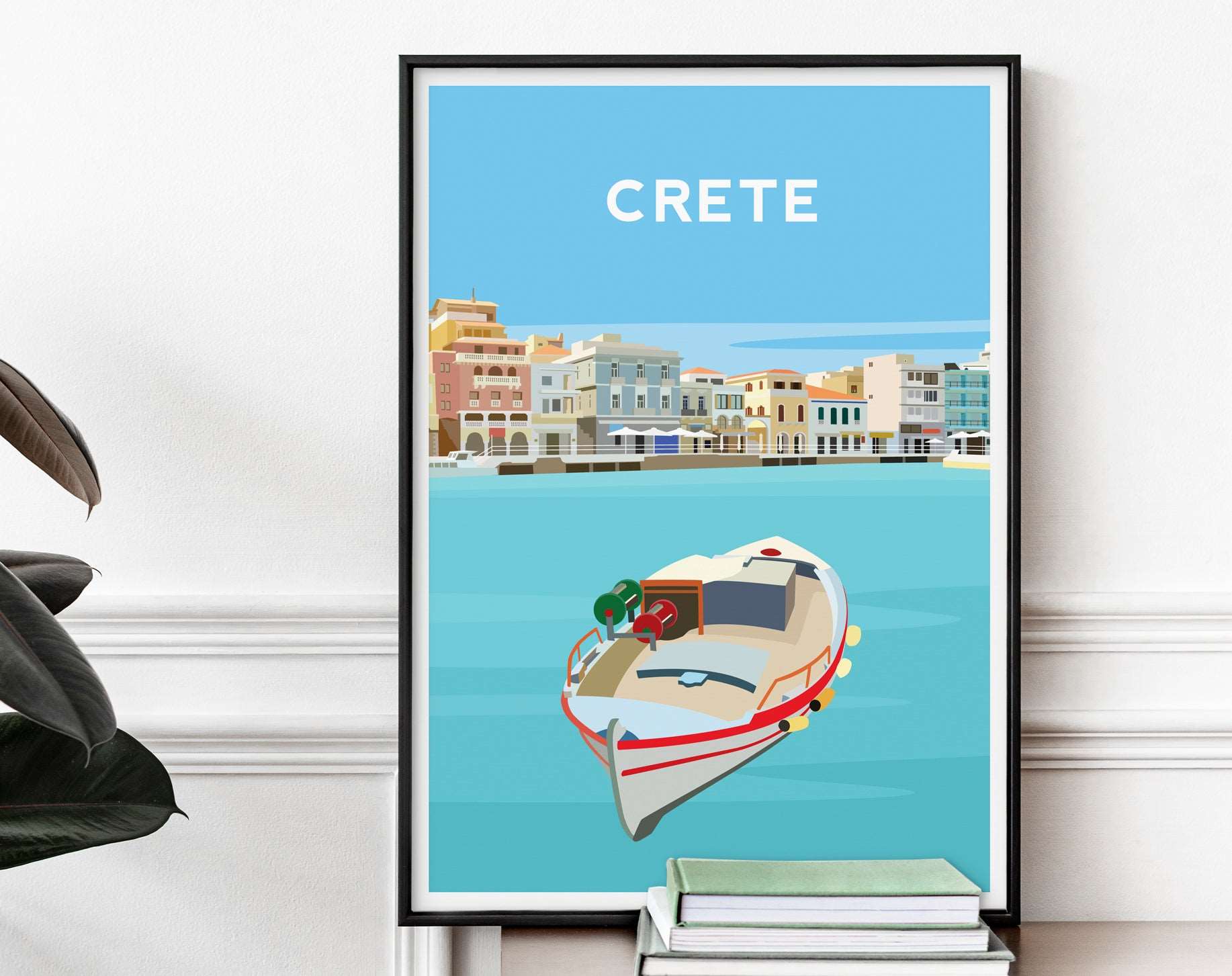 Set of 4 Greece Travel Prints, Santorini Crete Corfu and Zakynthos Typelab