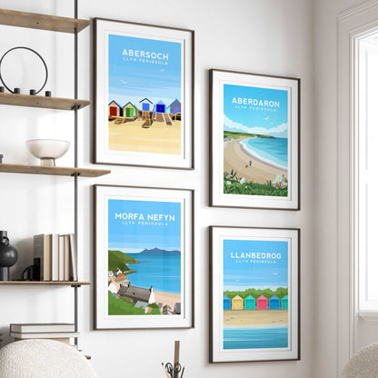 Set of 4 Llyn Peninsula Wales Travel Prints, Coastal Wall Art Typelab