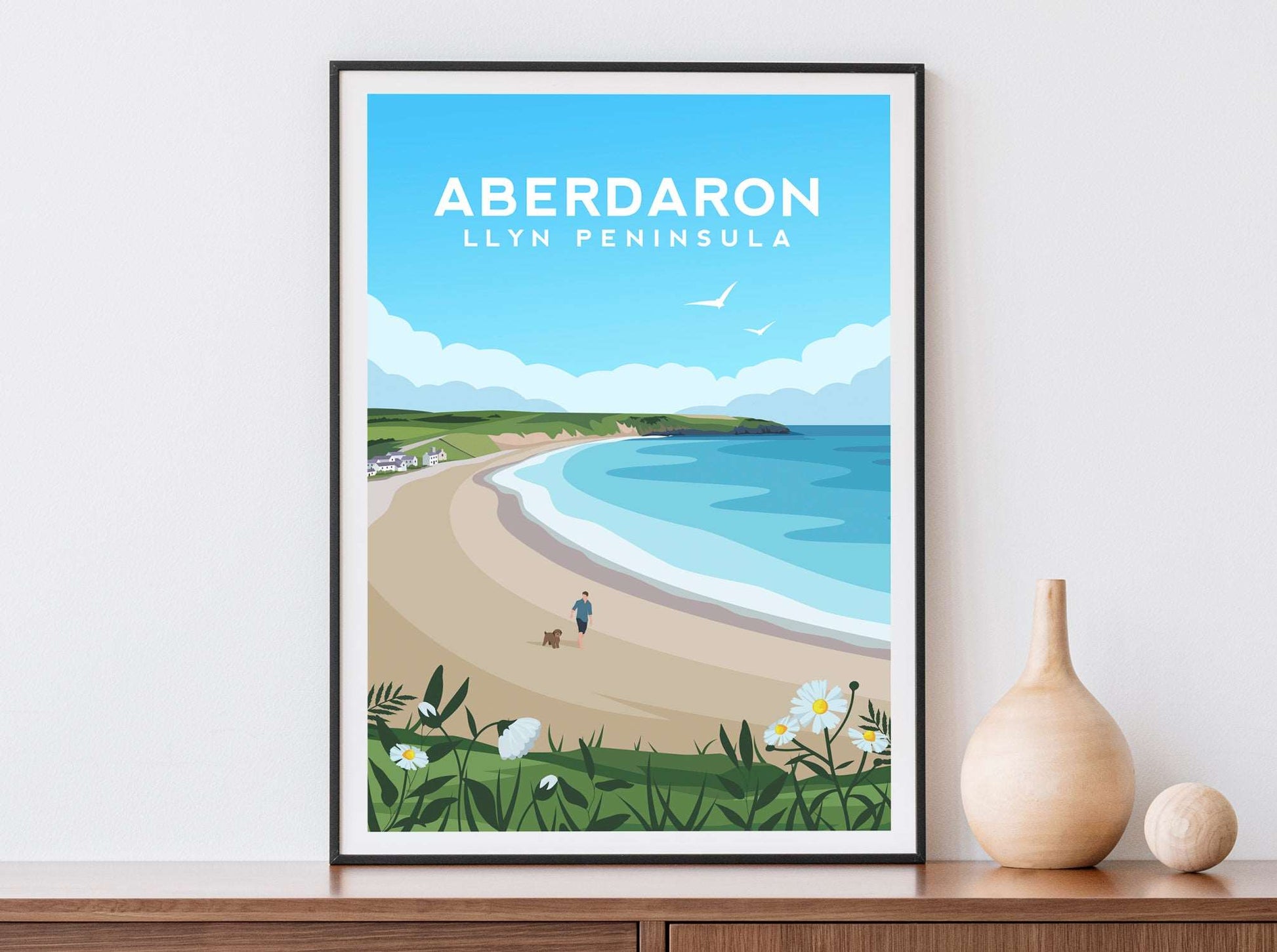 Set of 4 Llyn Peninsula Wales Travel Prints, Coastal Wall Art Typelab