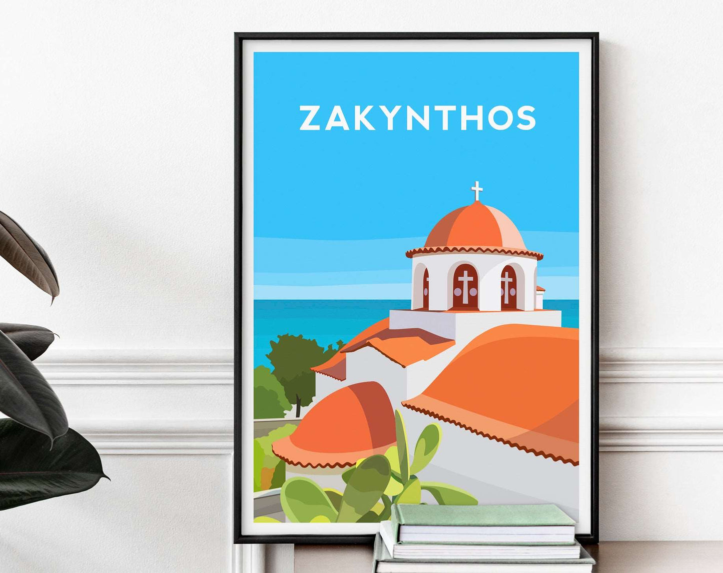 Set of 6 Greece Travel Prints, Greek Island Coastal Wall Art Typelab