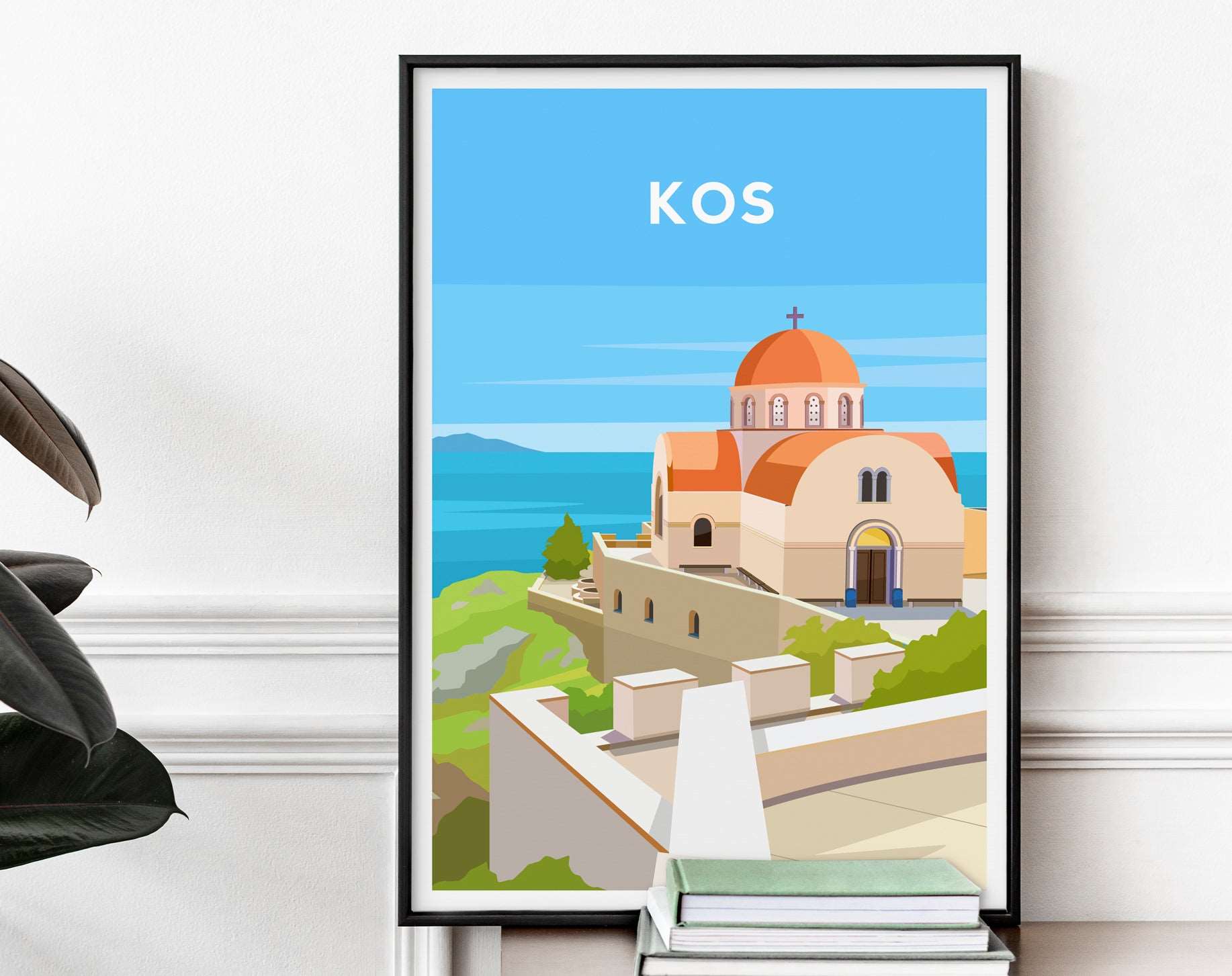 Set of 6 Greece Travel Prints, Greek Island Coastal Wall Art Typelab