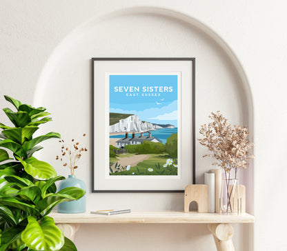 Seven Sisters Cliffs Print | East Sussex England Wall Art by Typelab