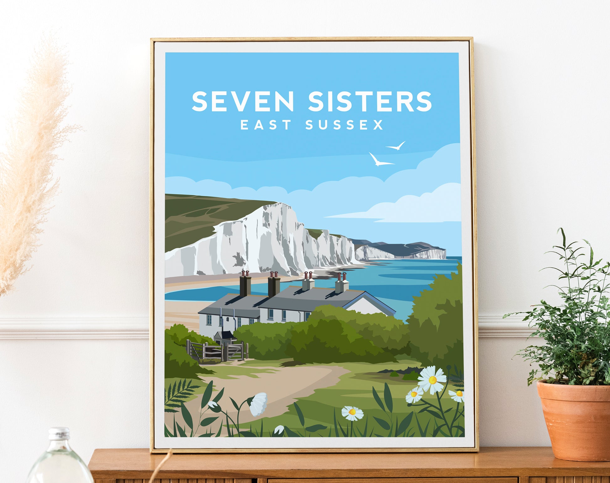 Seven Sisters Cliffs Print | East Sussex England Wall Art by Typelab