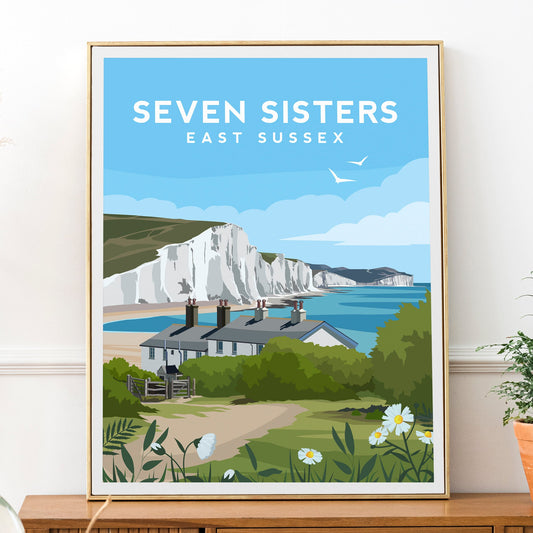 Seven Sisters Cliffs Print | East Sussex England Wall Art by Typelab