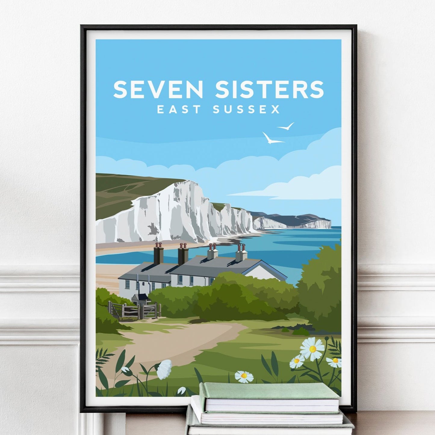 Seven Sisters Cliffs Print | East Sussex England Wall Art by Typelab