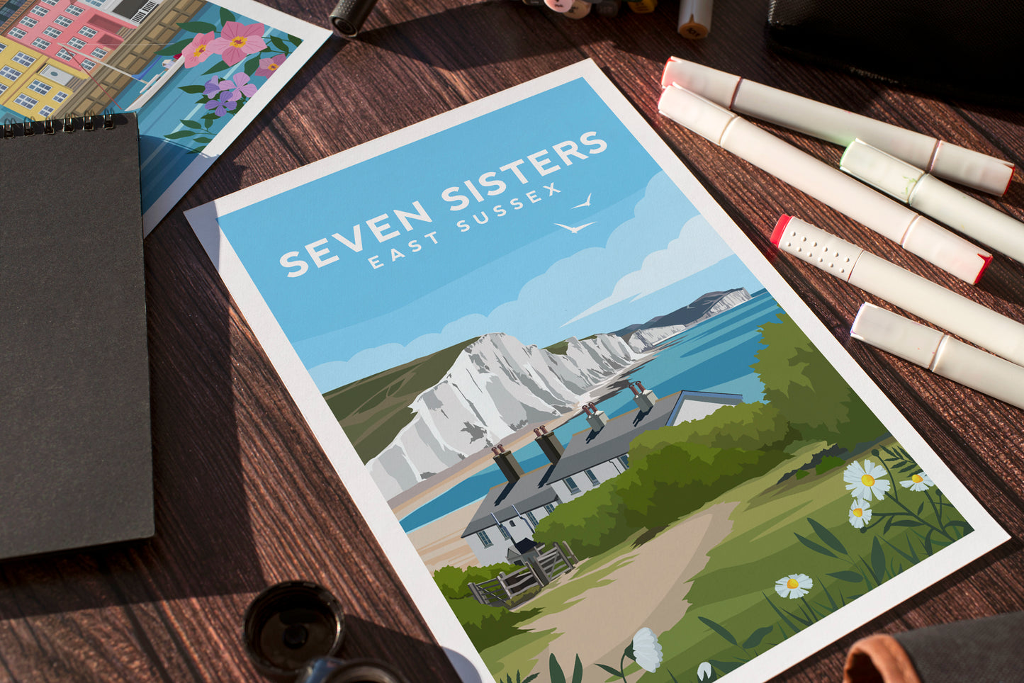 Seven Sisters Cliffs Print | East Sussex England Wall Art by Typelab