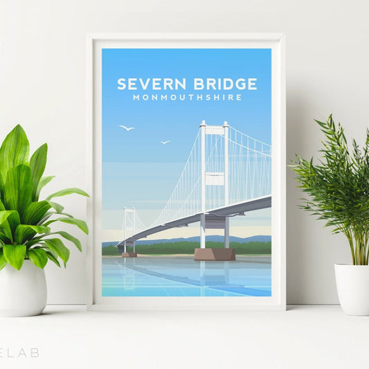 Severn Bridge, Monmouthshire Wales Travel Print Typelab