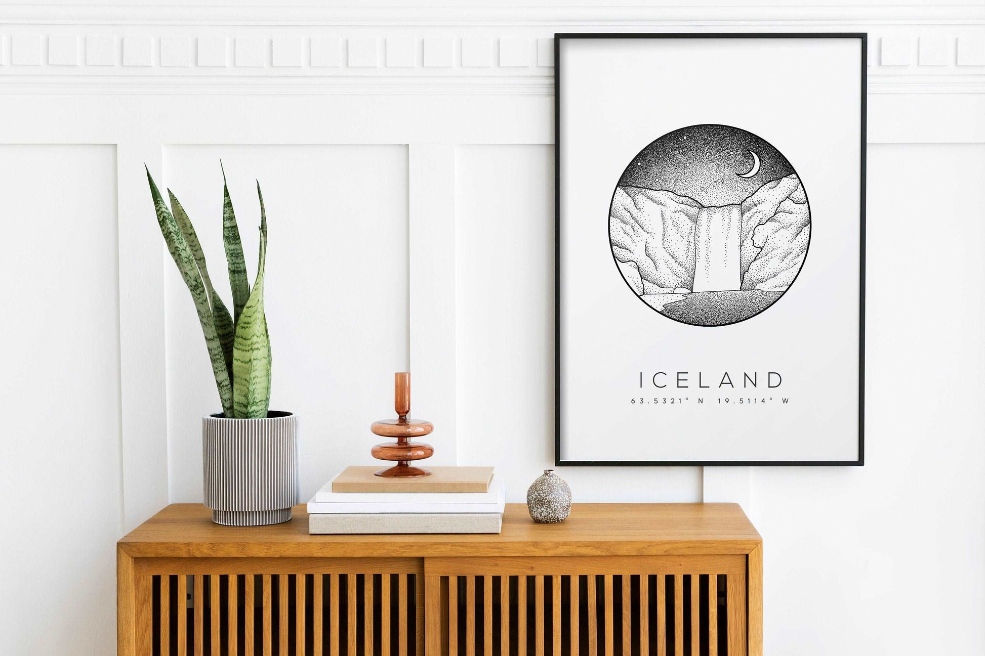 Skogafoss Waterfall, Iceland Dotwork Print Typelab