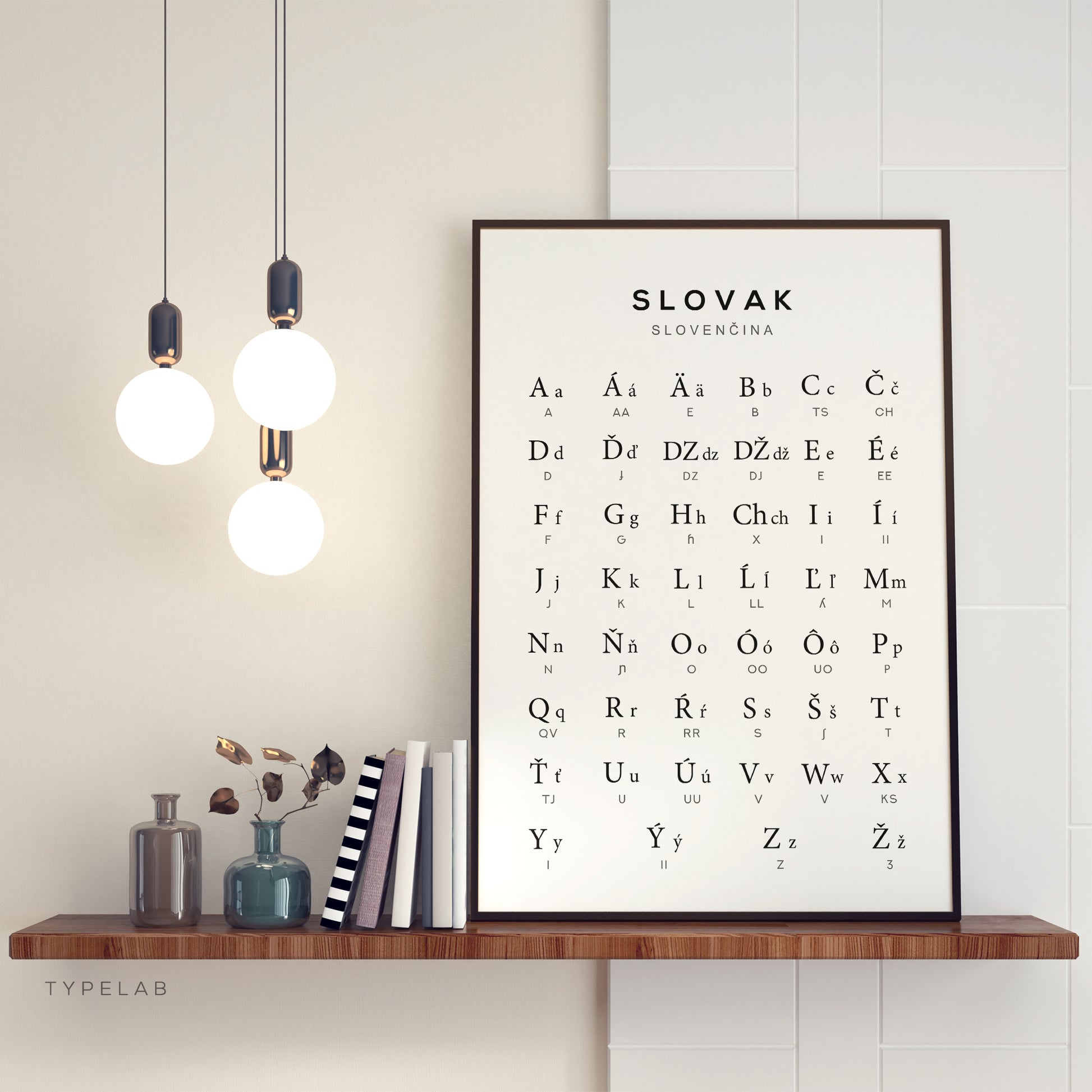 Slovak Alphabet Print - Language Learning Wall Art by Typelab