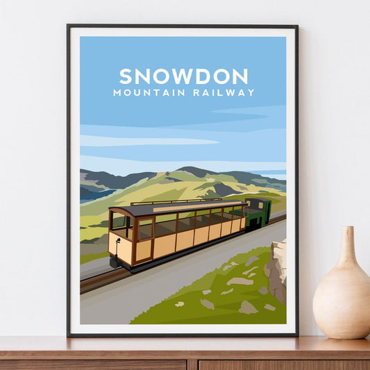 Snowdon Mountain Railway, Wales Travel Print Typelab