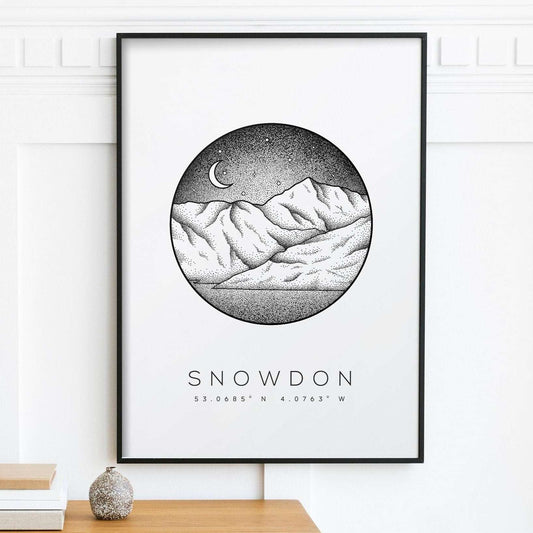 Snowdon, North Wales Dotwork Print Typelab