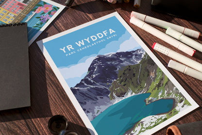 Yr Wyddfa Snowdon Print - Snowdonia National Park Wall Art by Typelab