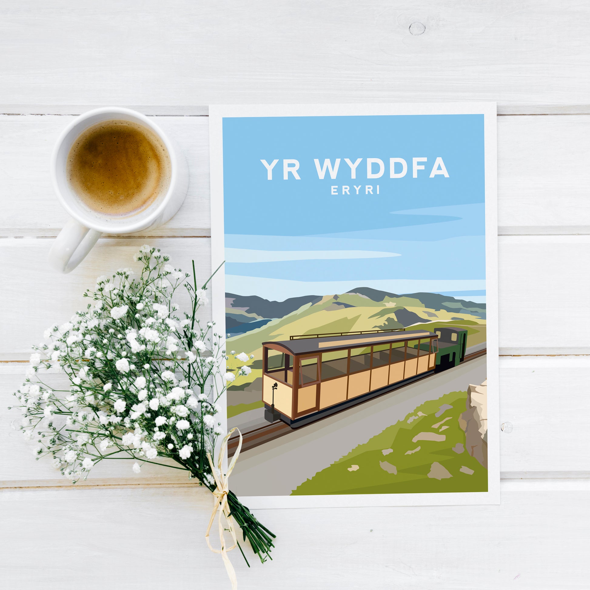 Yr Wyddfa Mountain Railway, Eryri Wales Travel Print Typelab
