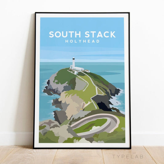 South Stack Lighthouse, Anglesey Wales Travel Print Typelab