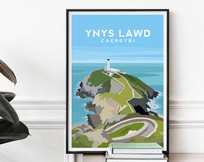 South Stack Lighthouse, Anglesey Wales Travel Print Typelab