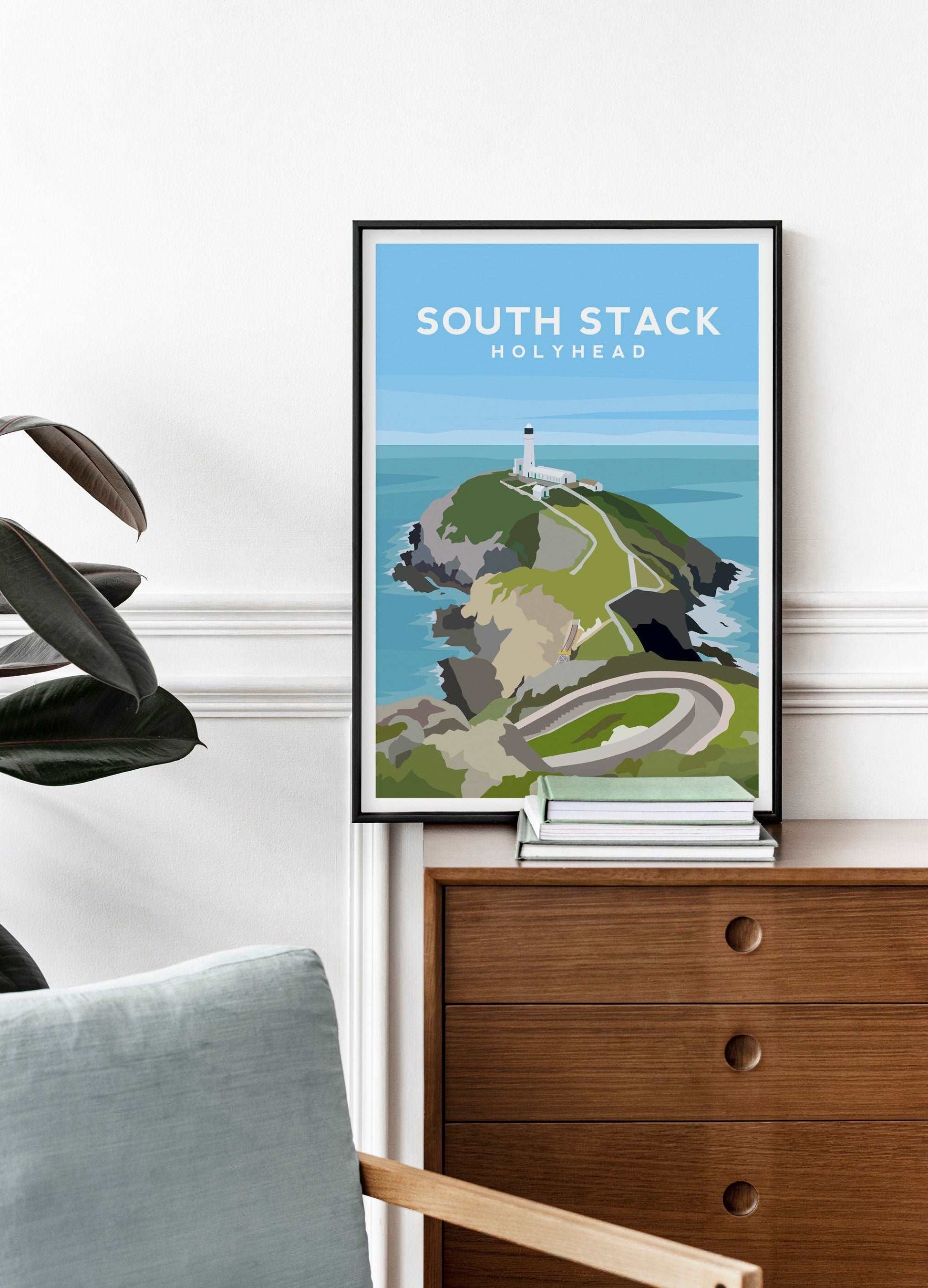 South Stack Lighthouse, Anglesey Wales Travel Print Typelab