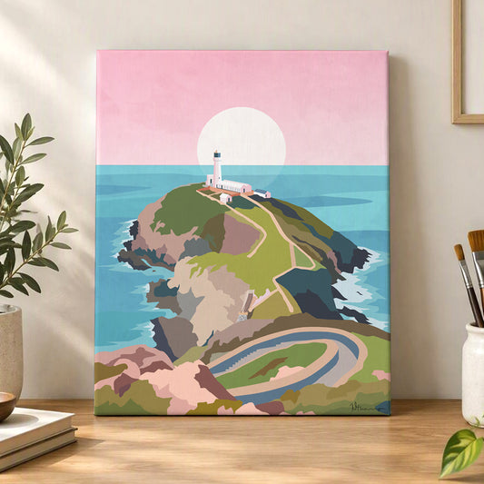 Pink South Stack Anglesey Canvas | Wales Landscape Wall Art