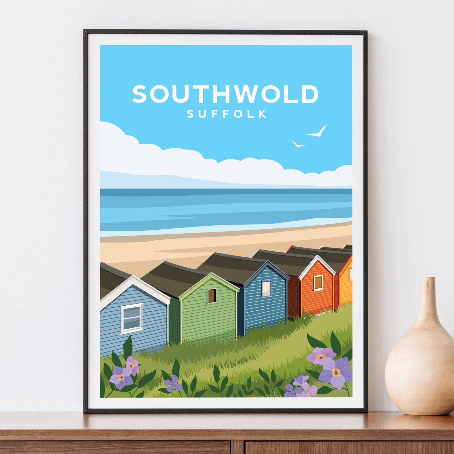 Southwold Art Print - England Travel Wall Art by Typelab