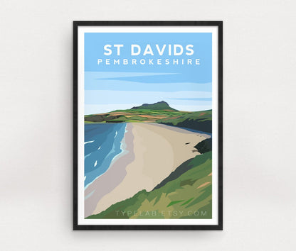 St Davids, Pembrokeshire Wales Travel Print Typelab