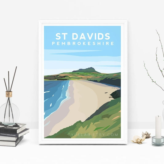 St Davids, Pembrokeshire Wales Travel Print Typelab