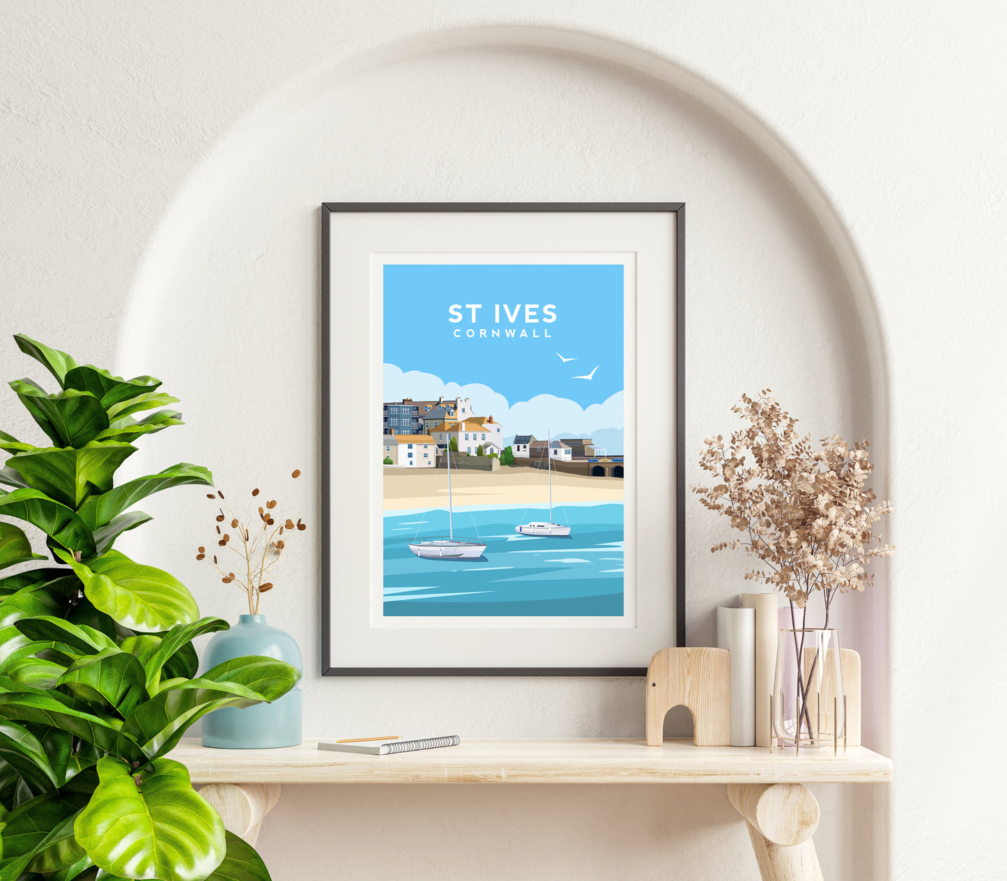 St Ives Print | Cornwall England Travel Wall Art by Typelab