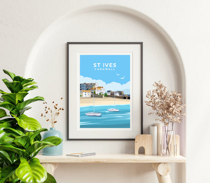St Ives Print | Cornwall England Travel Wall Art by Typelab