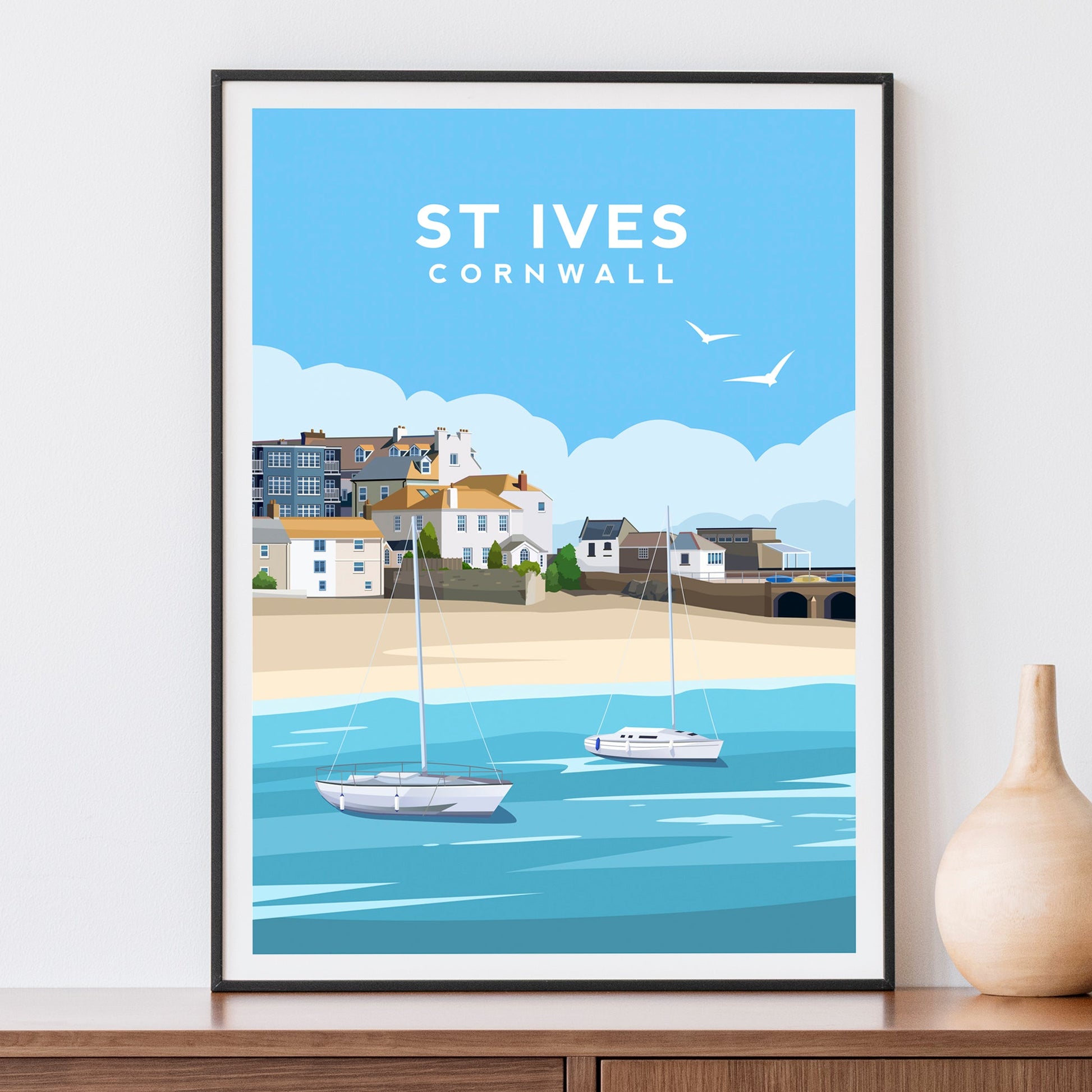 St Ives Print | Cornwall England Travel Wall Art by Typelab