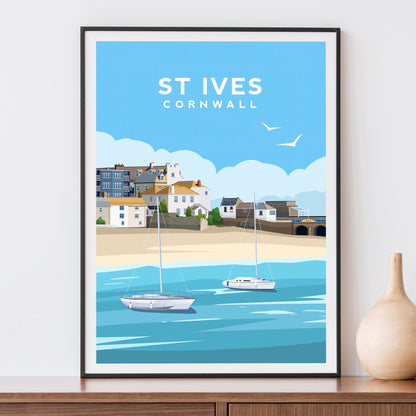 St Ives Print | Cornwall England Travel Wall Art by Typelab