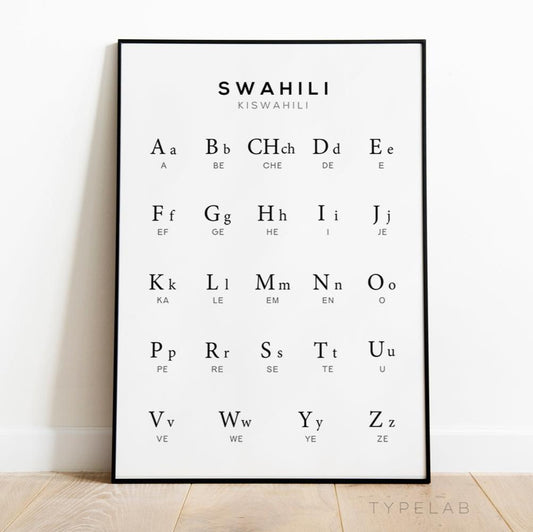 Swahili Alphabet Print | African Language Learning Wall Art