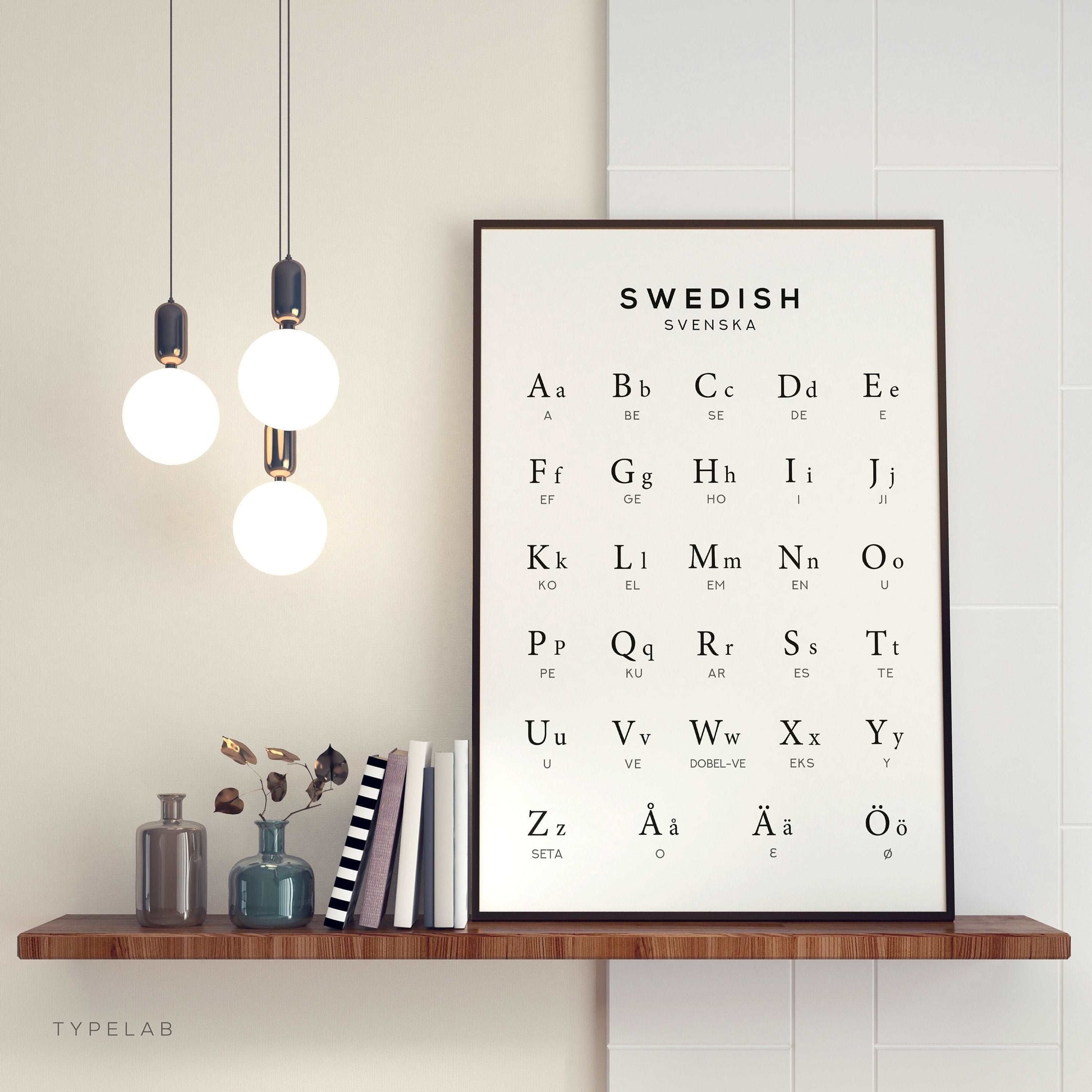 Swedish Alphabet Print, Language Learning Wall Art Typelab