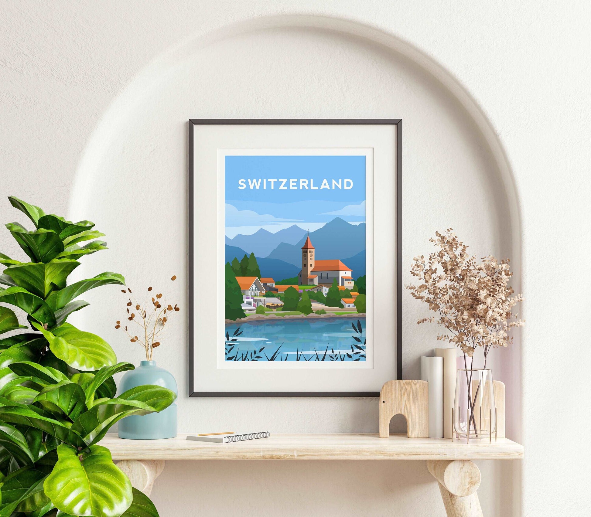 Switzerland, Swiss Alps Travel Print Typelab