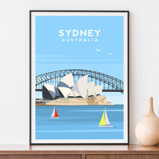 Sydney Australia Print, Opera House Travel Wall Art Typelab