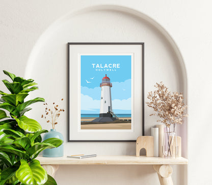 Talacre Beach Lighthouse Print - Prestatyn Wales Wall Art by Typelab