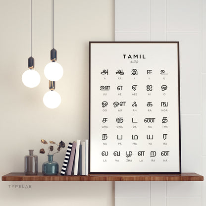 Tamil Alphabet and Number Print Set x2 - Language Learning Wall Art by Typelab