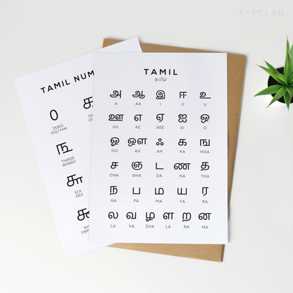 Tamil Alphabet and Number Print Set x2 - Language Learning Wall Art by Typelab