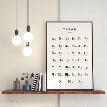 Tatar Alphabet Print, Cyrillic Language Learning Wall Art Typelab