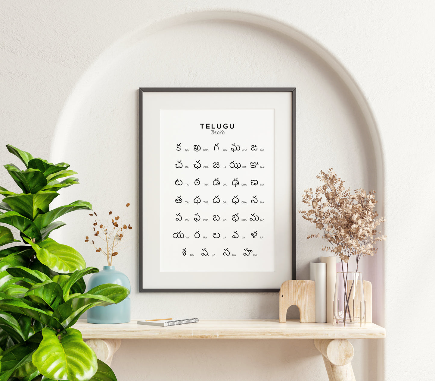 Telugu Alphabet Print - Language Learning Wall Art by Typelab